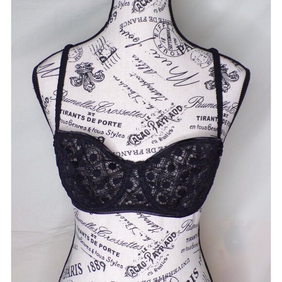 🆕SIMONE PERELE Apolline Demi Lace Underwire Non-Padded Bra 36B Black #1F5330 - Picture 7 of 9